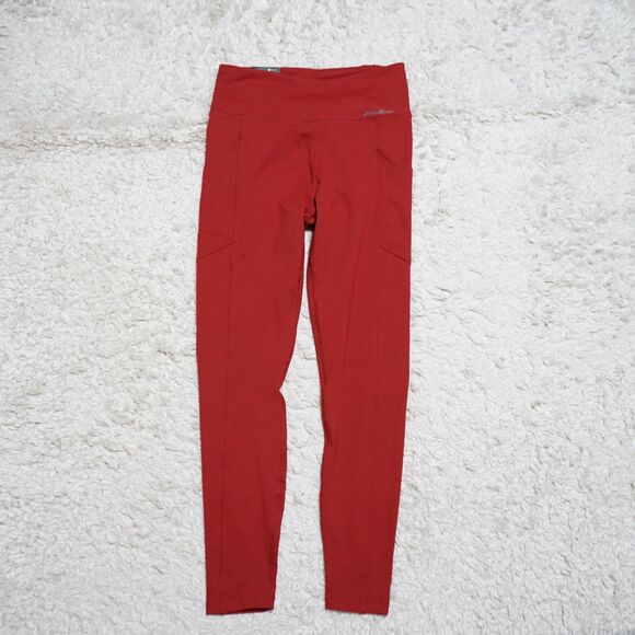NEW! Authentic Eddie Bauer Legging Stretchy Light Trail 2 pockets Red Size S - Picture 1 of 7